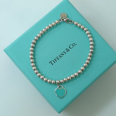 Tiffany & Co. Return to Silver Heart Rubedo Ball Chain Bracelet 