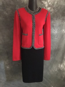 red st john knit suit