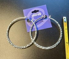 Claire Vintage Large Hammered Silver Hoop Earrings