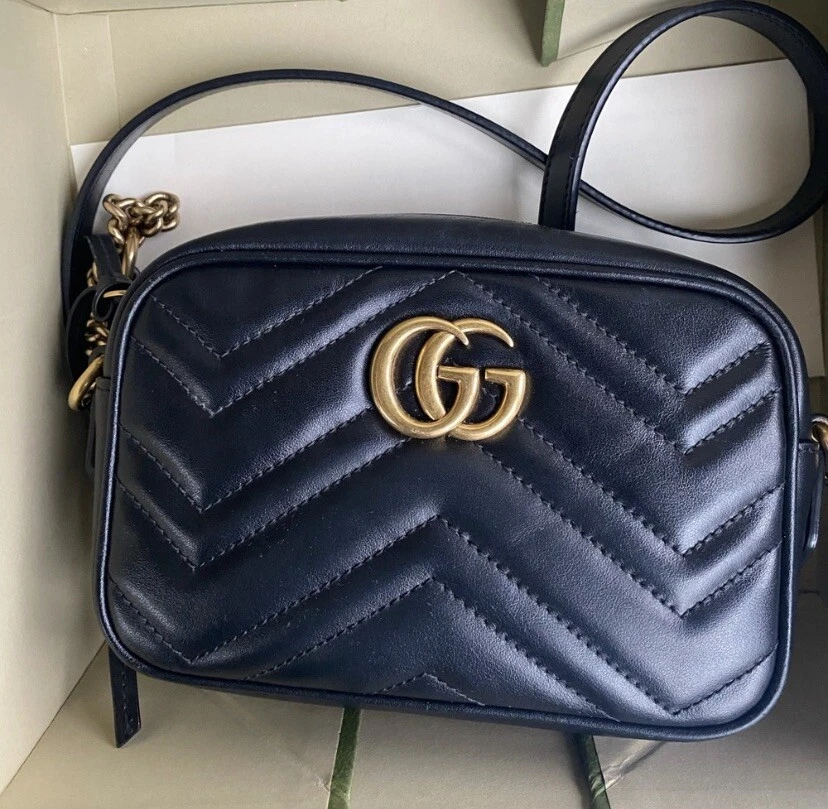 Gucci GG Marmont Quilted Crossbody Mini Black Leather