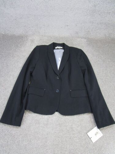 Calvin Klein Blazer Womens 10 Black Crop Office Jacket NEW - Foto 1 di 8