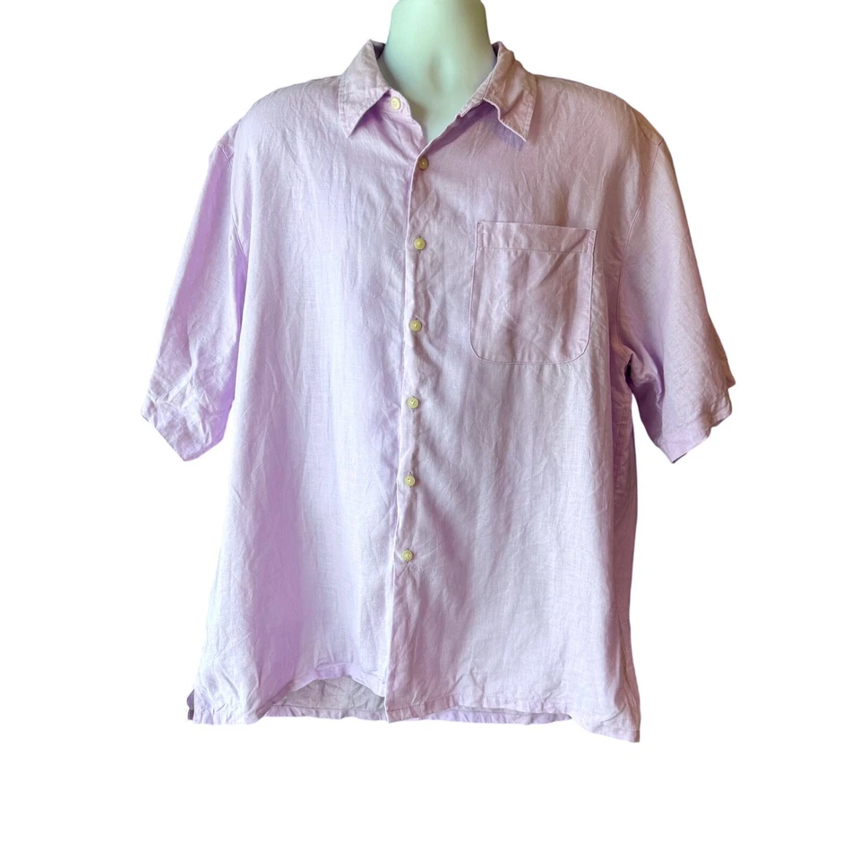 Alan Flusser Linen Button Up Short Sleeve Casual Shirt Mens XL Resort Vacation - Image 2 of 4