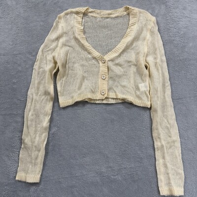 Pretty Garbage Cardigan Cropped Button V-Neck Knit Jacket Yellow Cottage Core