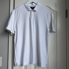 Calvin Klein White Golf Polo Shirt Men Smooth Soft Collared Size Medium