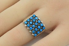 Native American Zuni Sterling Silver Snake Eye Turquoise Ring Sz 6