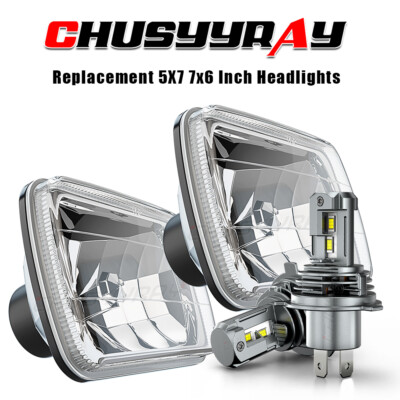 Pair 5X7 7x6 inch LED Headlights Hi/Lo Beam DRL fit Nissan Pickup Hardbody D21