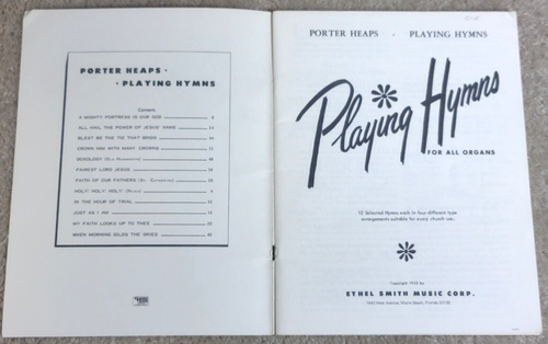 Porter Heaps Playing Hymns for All Organs 1953 SONGBOOK Ethel Smith Music Corp. - Picture 4 of 5