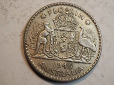 1946 AUSTRLIA FLORIN SILVER **NICE COIN!**  FREE SHIPPING  A0168