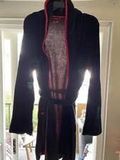 Frederick  s Of Hollywood Large Black Robe Red Accent Unisex