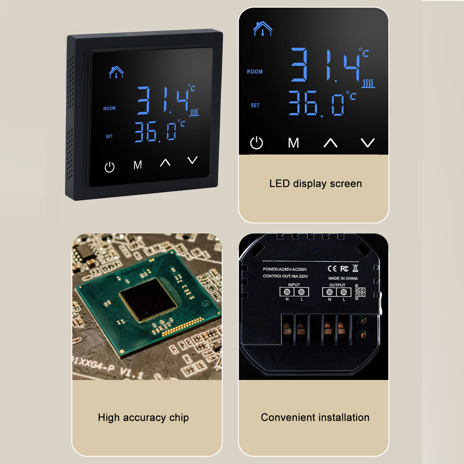 Smart Thermostat LED Display Anti False Contact Temperature Controller for Home-image