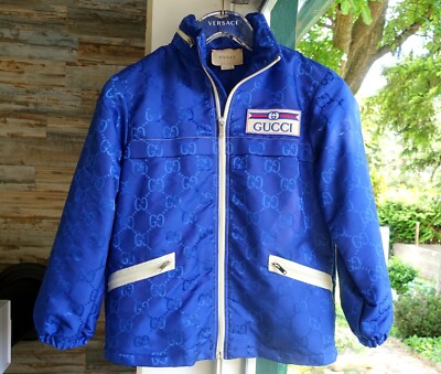 GUCCI JACKET 8Y blue light windbreaker monogram guccissima