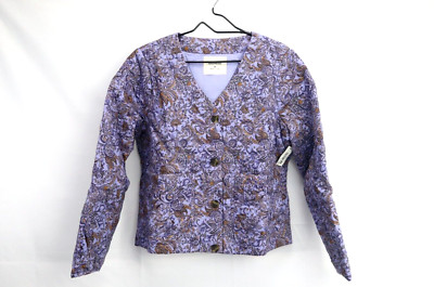 Goodthreads Women's Paisley Cotton Poplin Quilted Transitional Jacket M Purple