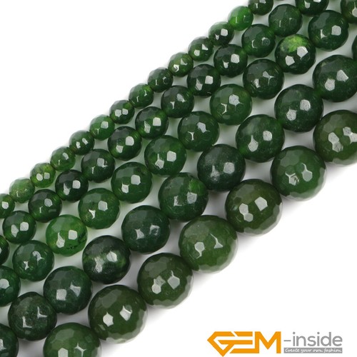 Taiwan Jade Faceted Gemstone Round Loose Spacer Beads for Jewelry Making 15" AU - Picture 2 of 40
