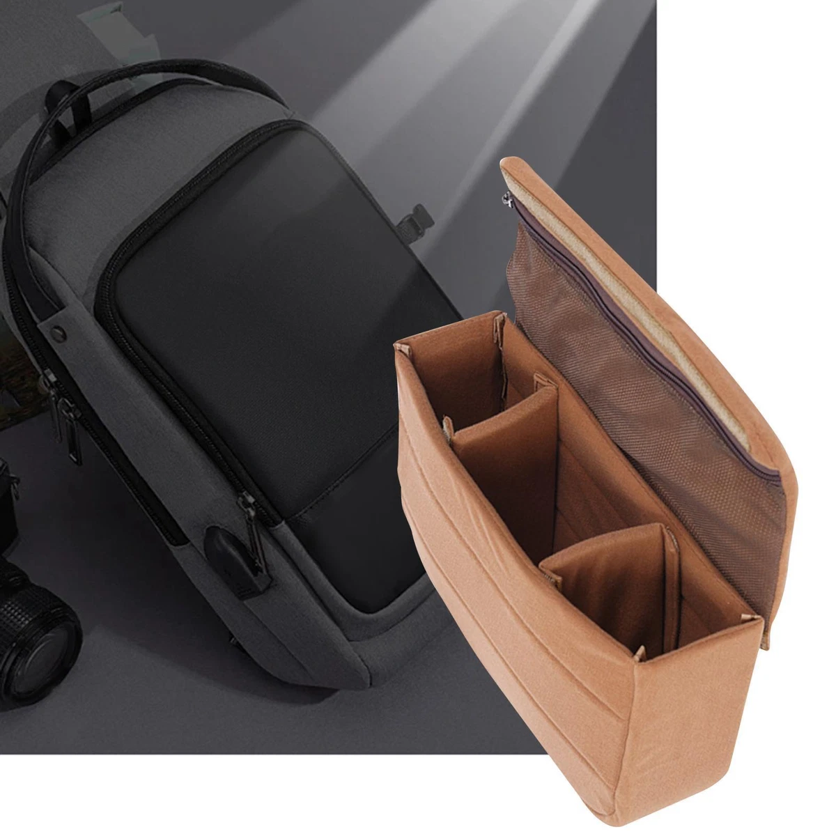 Camera Bag Insert Organizer Carry Case Shockproof for Hiking