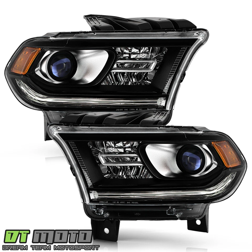 Para Dodge Durango 2014-2017 ajuste negro halógeno sin faros proyectores LED DRL Foto 2 de 4