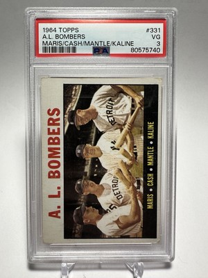 1964 Topps #331 AL Bombers w/ Mickey Mantle Al Kaline HOF Maris Cash PSA 3