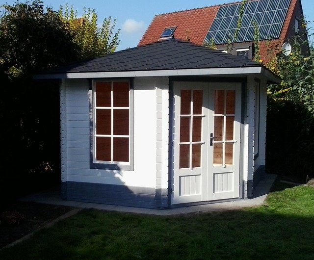 5 Eck Gartenhaus Blockhaus 3x3m 5eckige aus Holz Pavillon 28mm Leonie