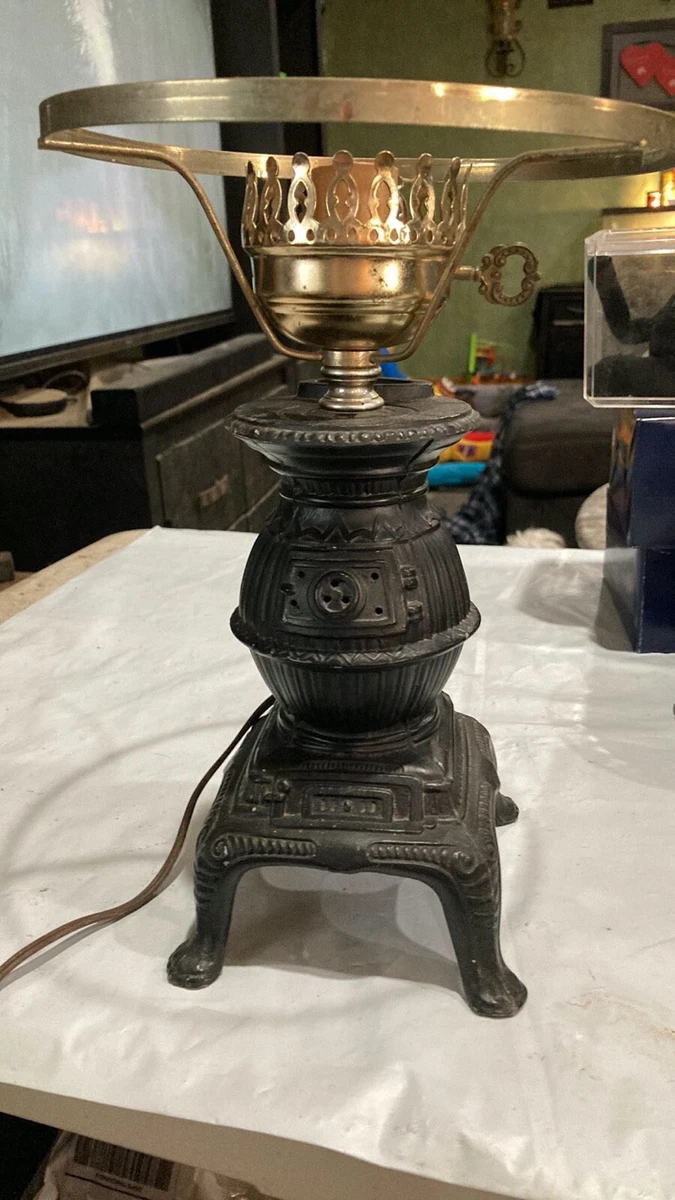 Vintage Table Lamp Black Pot Belly Stove Works! | eBay