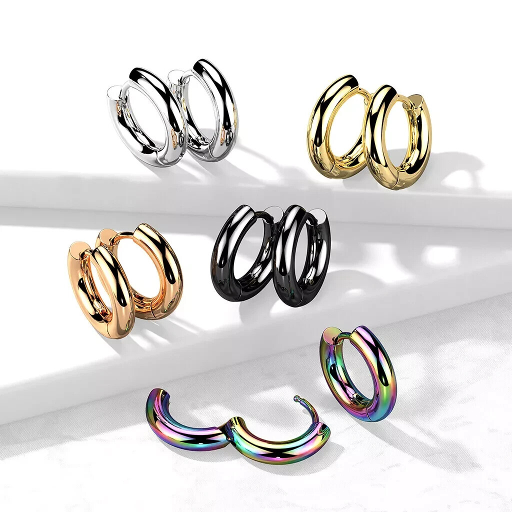 LZD Stainless Steel 9 Gauge Huggie Hoop Earrings - 14/16/18/20mm Unisex Sleek Design