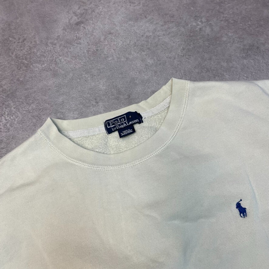 Ralph Lauren Polo Sweatshirt Mens Small Pony Crew Neck Jumper, Cream White 2XL image 7