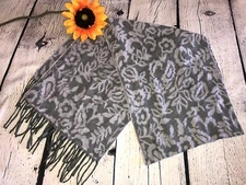 Cejon  floral/ Paisley Italian  Scarf grey & Purple - 74”