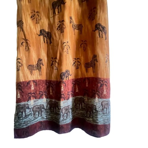 Safari Print Jungle Rust Maxi Dress with Elephants Zebras Palm Trees African - Picture 6 of 9