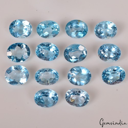 14 Piezas VVS Topacio Azul Suizo Natural 12x10mm Corte Ovalado Facetado Piedras Preciosas Sueltas - Imagen 3 de 7