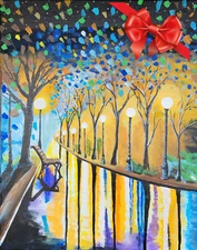 Autumn colored leaves in the park painting original by Randy Males