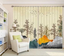 3D Tree Painting ZHUA3198 Photo Curtain Window Blockout Fabric Vera 2023
