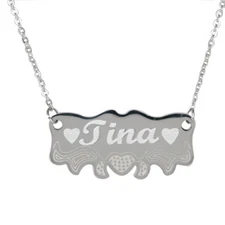Personalized Silver Baby Name Necklaces for kids Initial Name Engraving Any Text