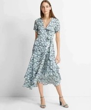 Club Monaco Women 8 Zadie Asymmetrical Wrap Dress V-Neck Short Sleeve Chic