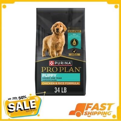 Purina Pro Plan Puppy Dry Dog Food for Under 1 Year, Real Chicken & Rice, 34 lb 