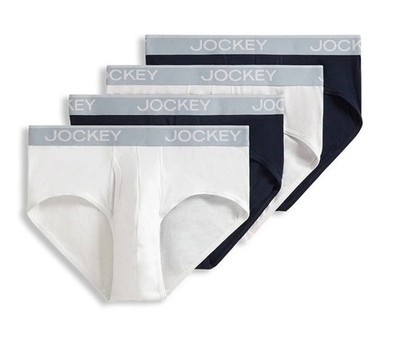 Jockey Essentials Mens 4Pack Lightweight Breathable Cotton Blend Briefs Blck/Wht