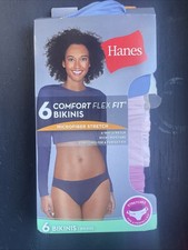 Hanes Womens Comfort Flex Fit Microfiber Stretch Bikini 6-Pack Large Open Box