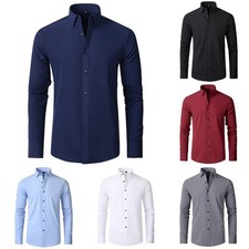 Classic Fit Long Sleeve Dress Shirt Premium Mens Button Down Wrinkle Resistant