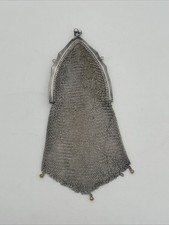 Vintage Silver Mesh Metal Purse   Art Deco Style