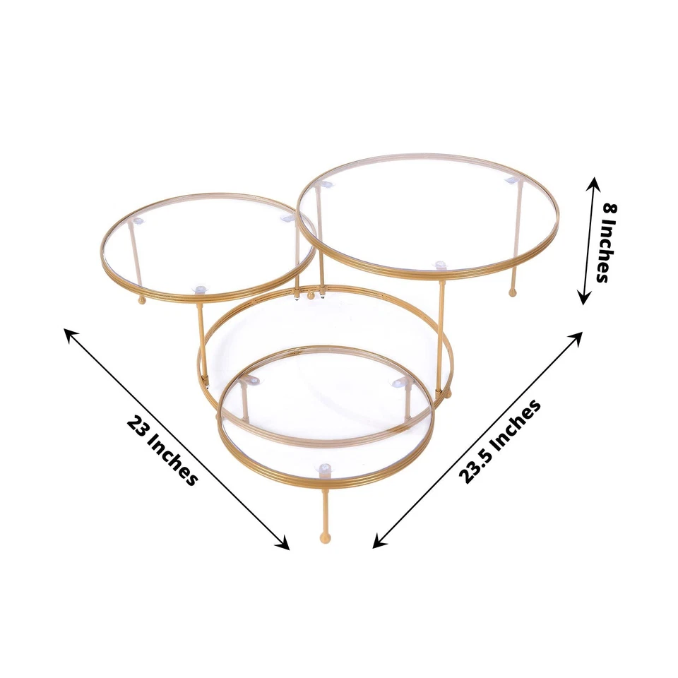 Platos de acrílico con soporte de postre y pastel de metal redondo de 23" dorado transparente para fiestas eventos Foto 2 de 4