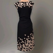 Lauren Ralph Lauren Dress Size 10 Womens Sleeveless Black White Stretch Ruched