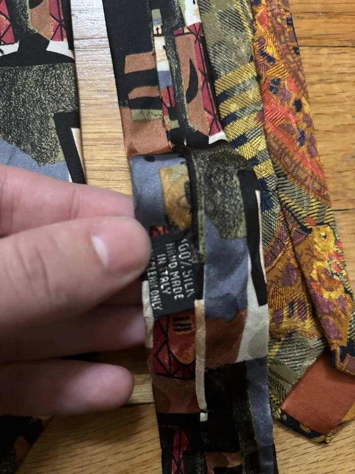 Lote de 2 corbatas de seda de diseño - Via condotti y Prochownick hechas en Italia Foto 4 de 4