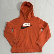 Nike Kid's Unisex Sportswear Fleece Pullover Cotton Blend Hoodie Orange   Small