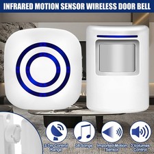 Plug In Wireless PIR Motion Sensor Alarm Detector Door Chime Home Garage Shop UK