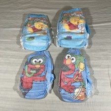 VTG 2006 Splashers Swimmers Pooh Bear Elmo Swim Diapers Size 3-4 Lot of 4 Y2K
