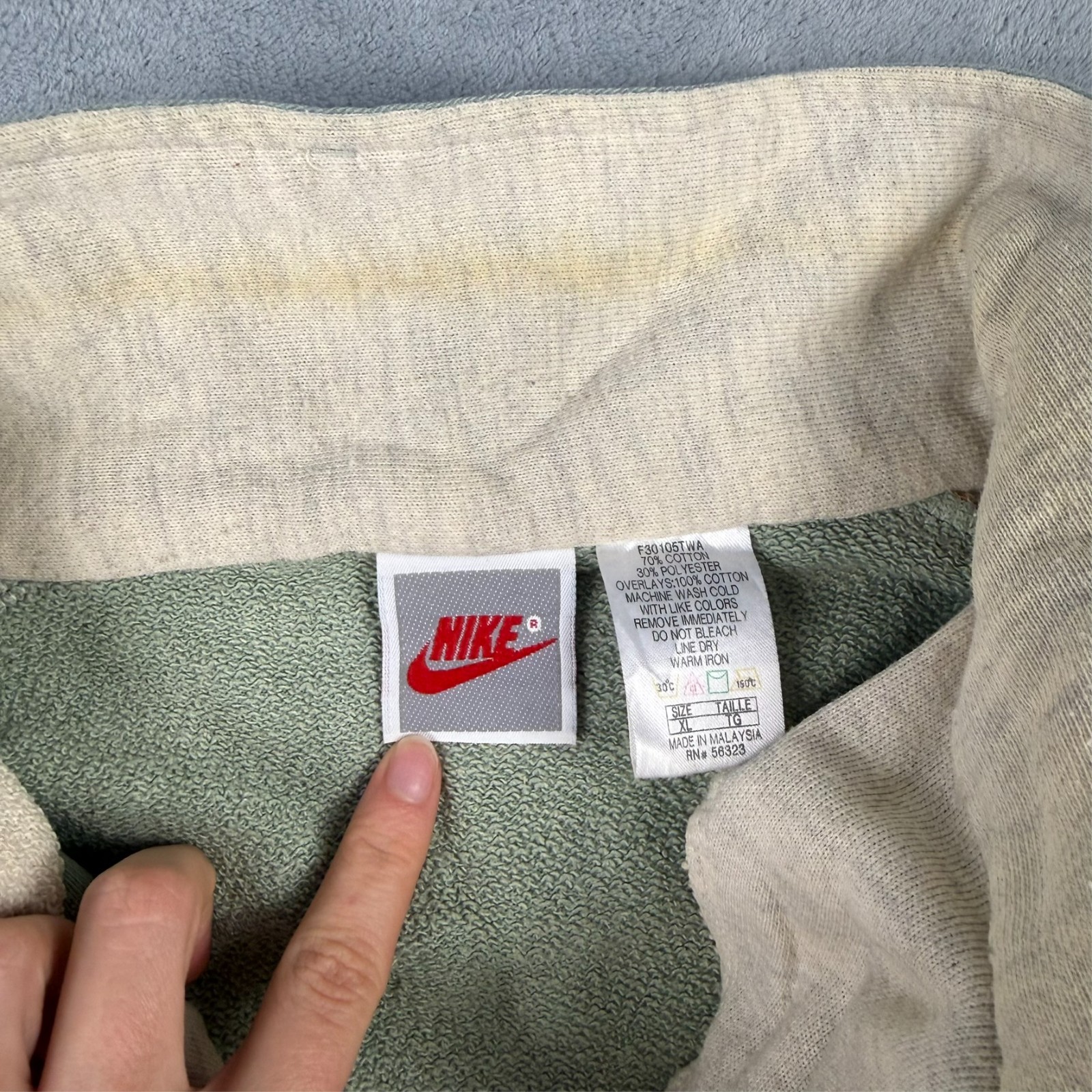 Vintage Nike 1990's Oregon Blue White Oversized XL 1/4 Quarter Zip Sweatshirt image 5
