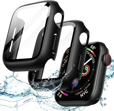 JETech Wasserdichte Hülle, mit Schutzfolie, für Apple Watch, 2 Stück (Schwarz)