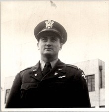Handsome US Military Army Officer Man Candid Snapshot Soldier 1951 Vintage Photo