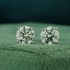 3CT Round Solitaire Lab Created Diamond Stud Earrings 14k White Gold Over Silver