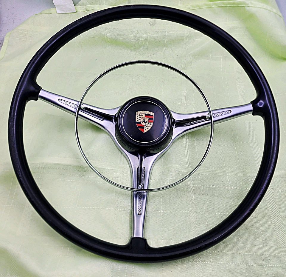 1963-1964 1965 Porsche 356 B T6 356C SC руль с роскошным хромированным рупорным кольцом - Изображение 2 из 4
