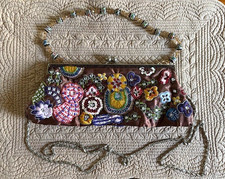 Vintage Floral Beaded Sequin Clutch Purse Handbag