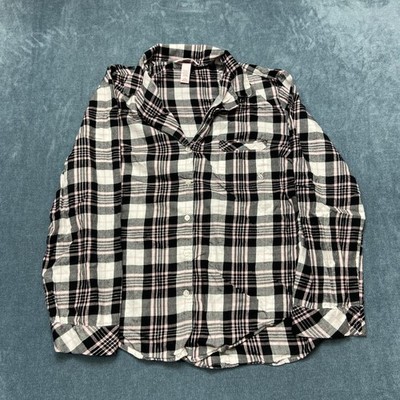 Victoria's Secret Shirt Womens Medium Multicolor Plaid Long Sleeve Round Hem