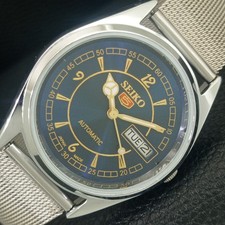 VINTAGE REFURBISHED SEIKO 5 AUTOMATIC 6309A JAPAN MENS BLUE DIAL WATCH a443337-1
